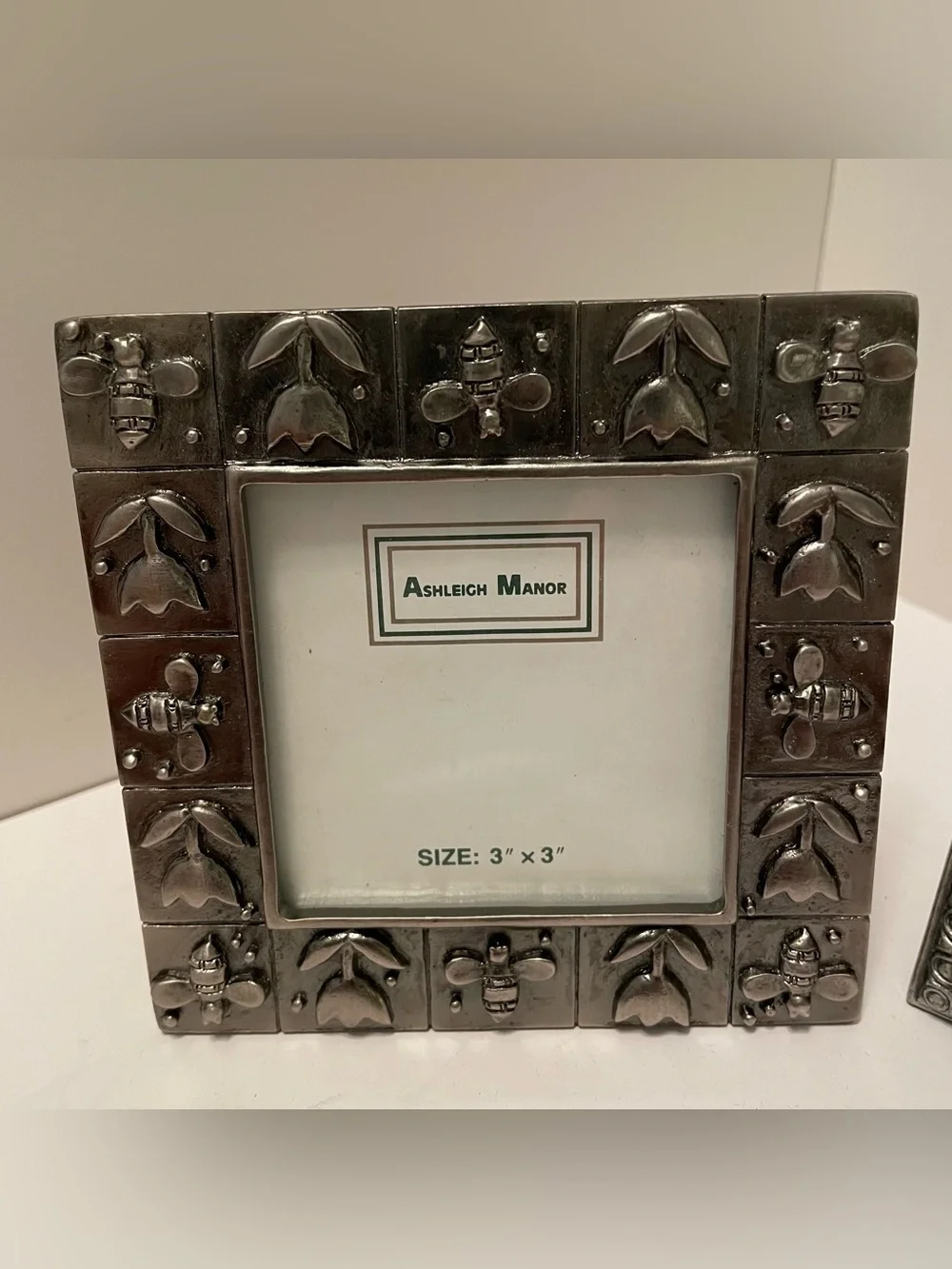 Vintage Lot Of 2 Pewter Small Frames Fetco And Ashleigh Manor 1.5x2.5 And 3x3